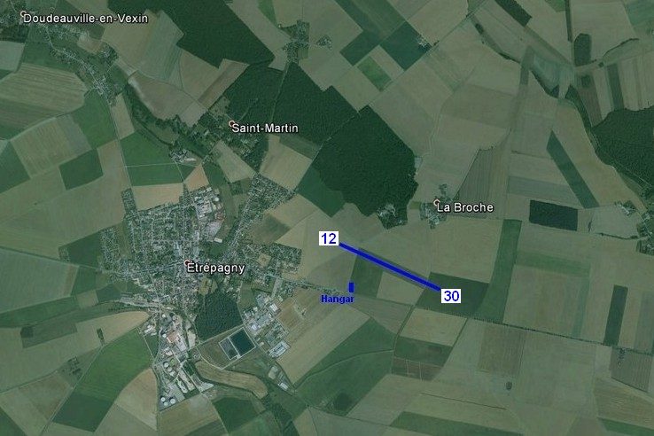 Vue satellite de l'aérodrome d'Étrépagny